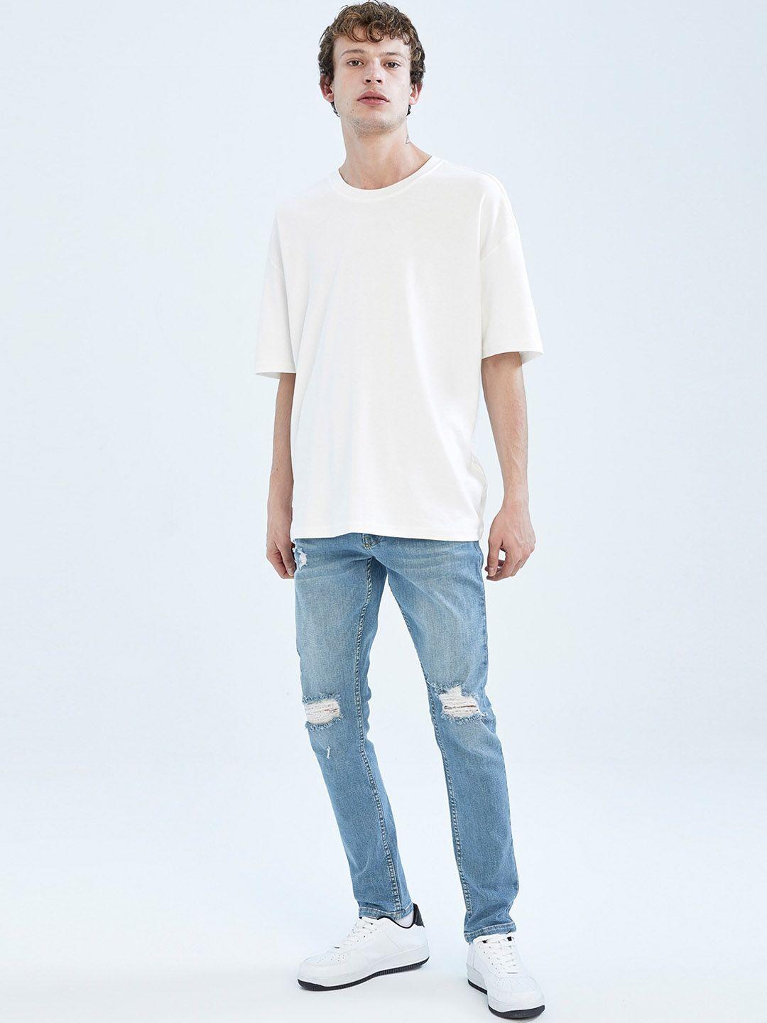 defacto men mildly distressed light fade jeans