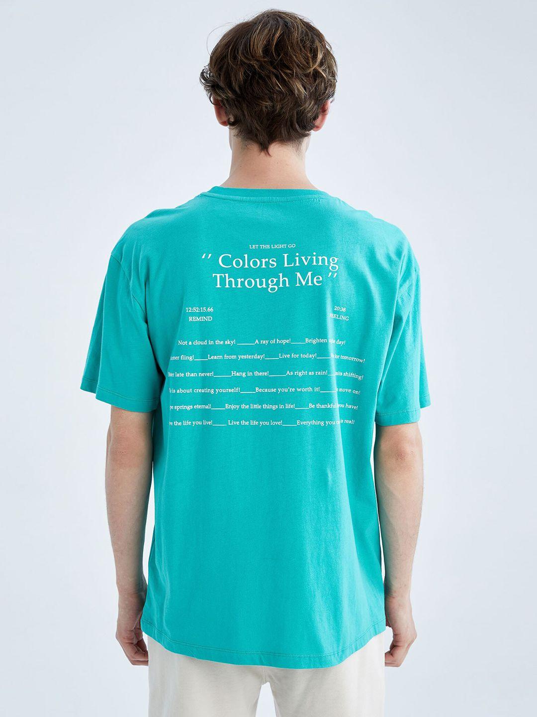 defacto men pure cotton typography printed t-shirt