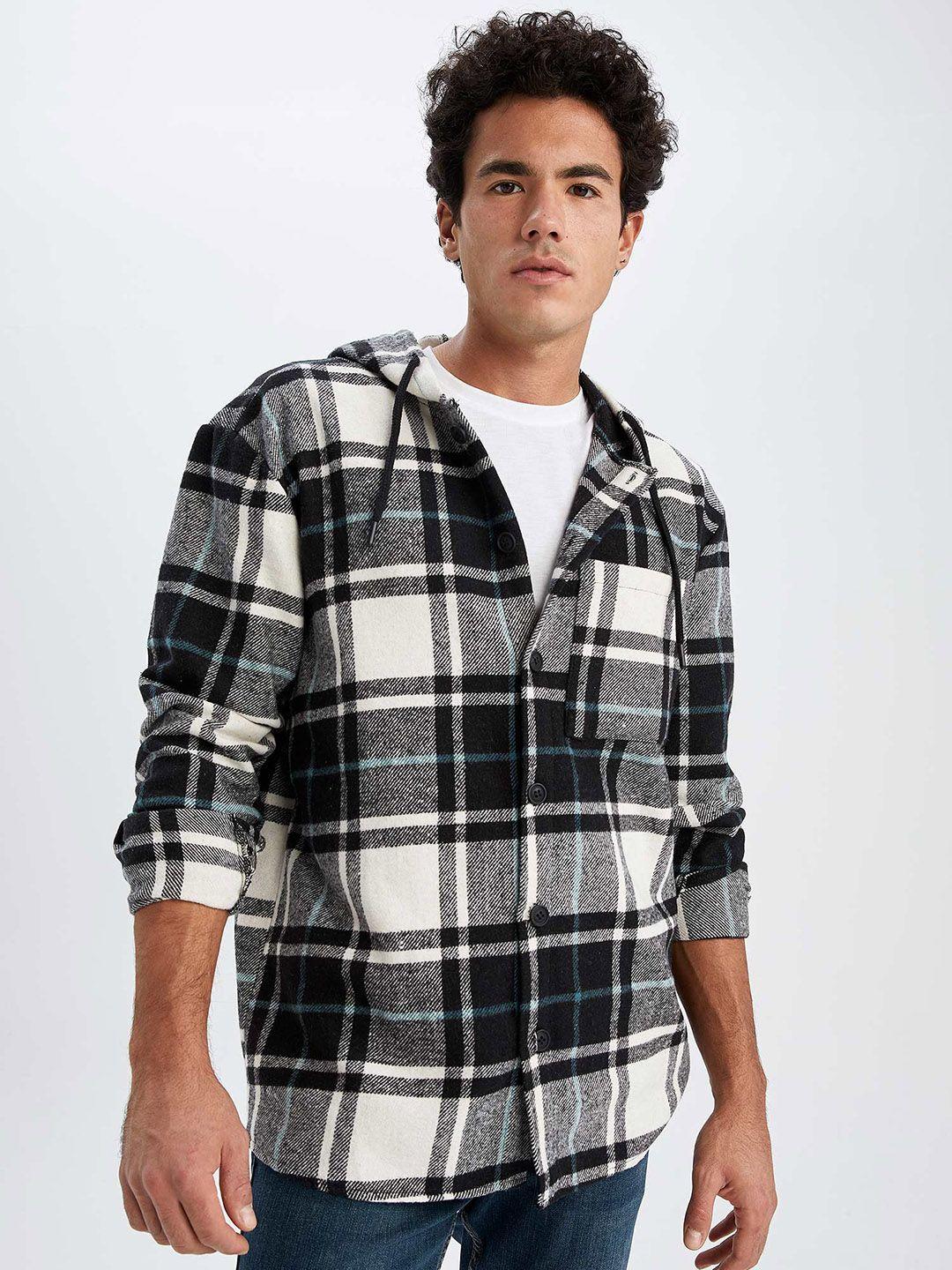 defacto men tartan checked casual cotton shirt