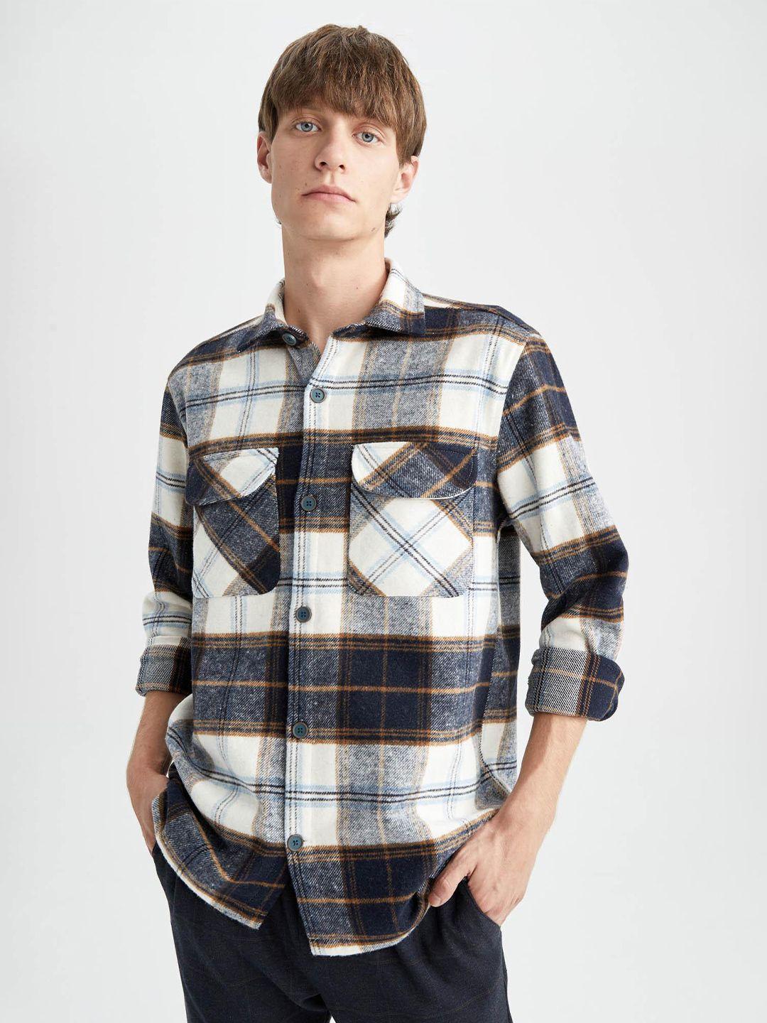 defacto men tartan checks checked long sleeves casual shirt