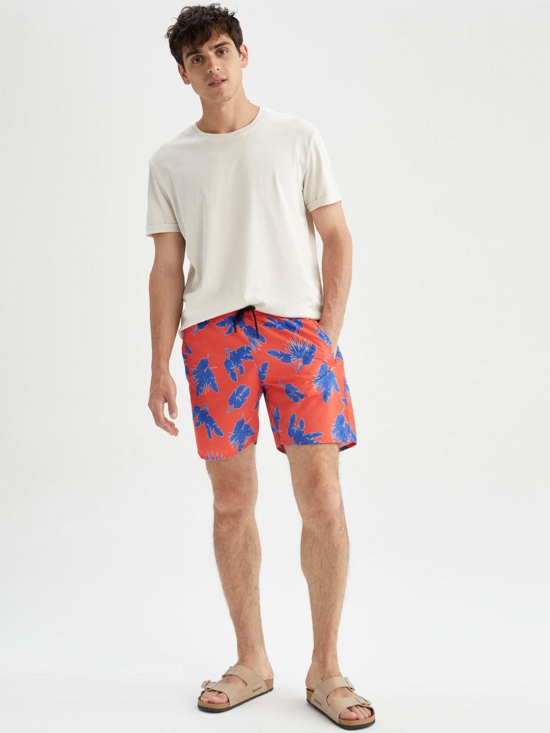 defacto men tropical printed mid rise shorts