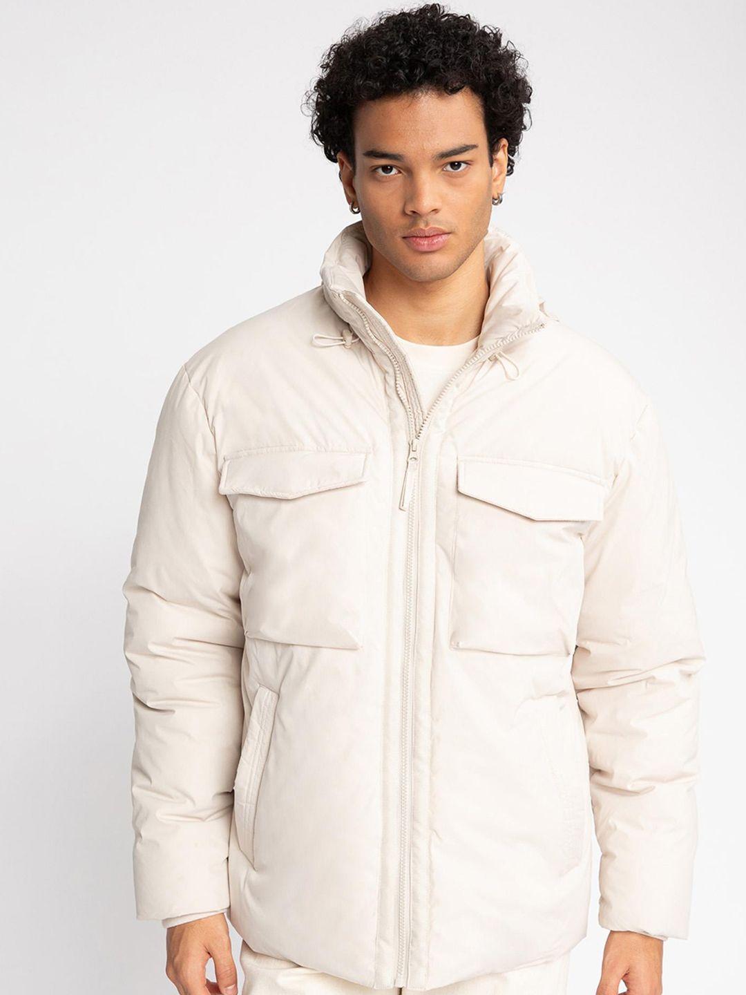 defacto mock collar puffer jacket with zip detail