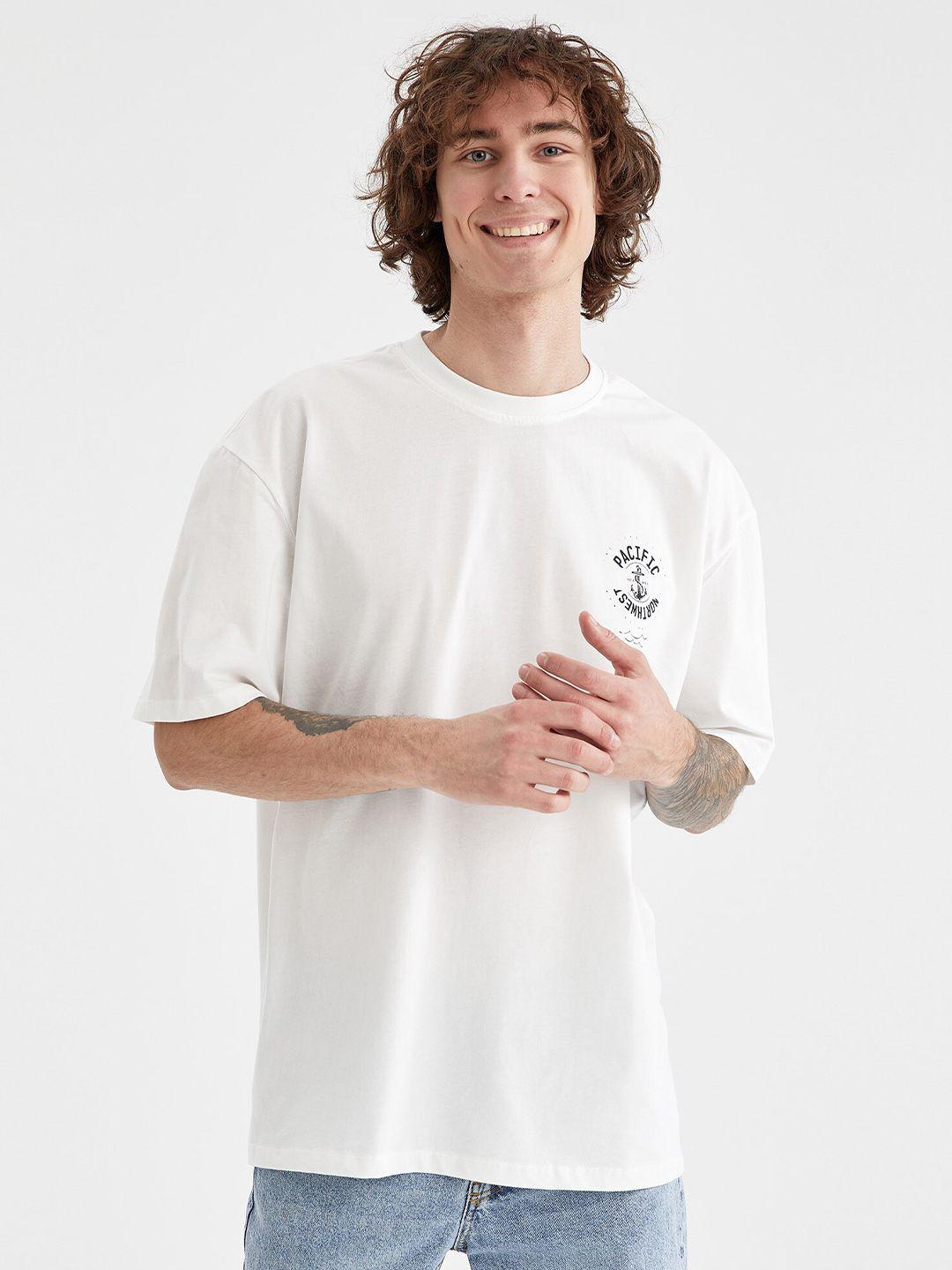 defacto nautical printed drop shoulder pure cotton t-shirt