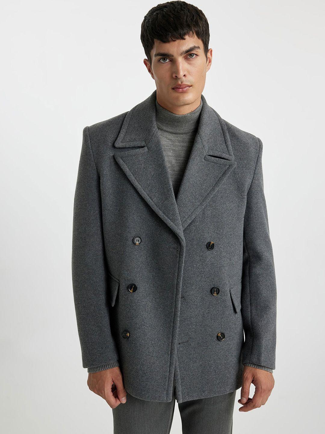 defacto notched lapel collar trench coat