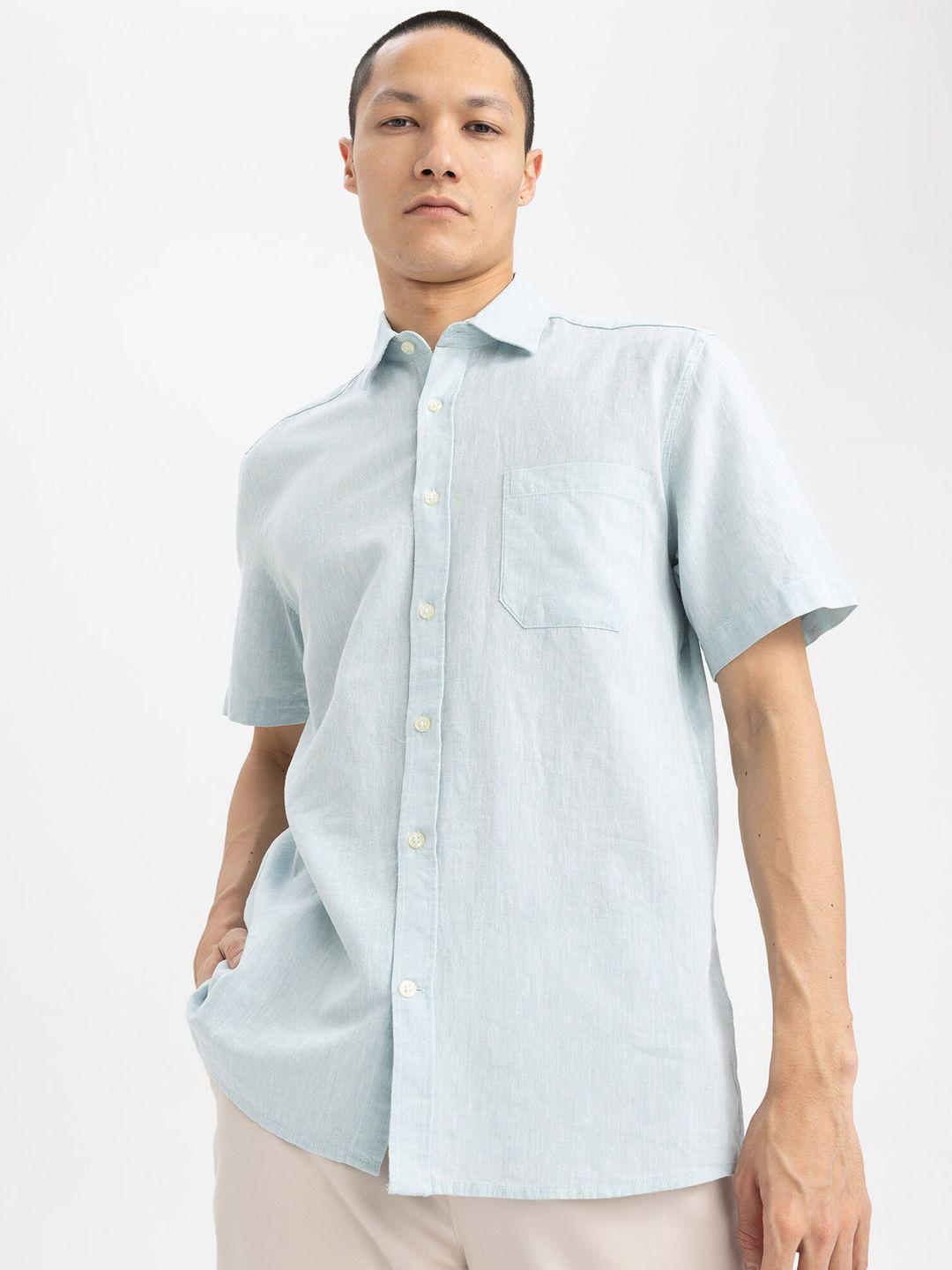 defacto opaque cotton linen casual shirt