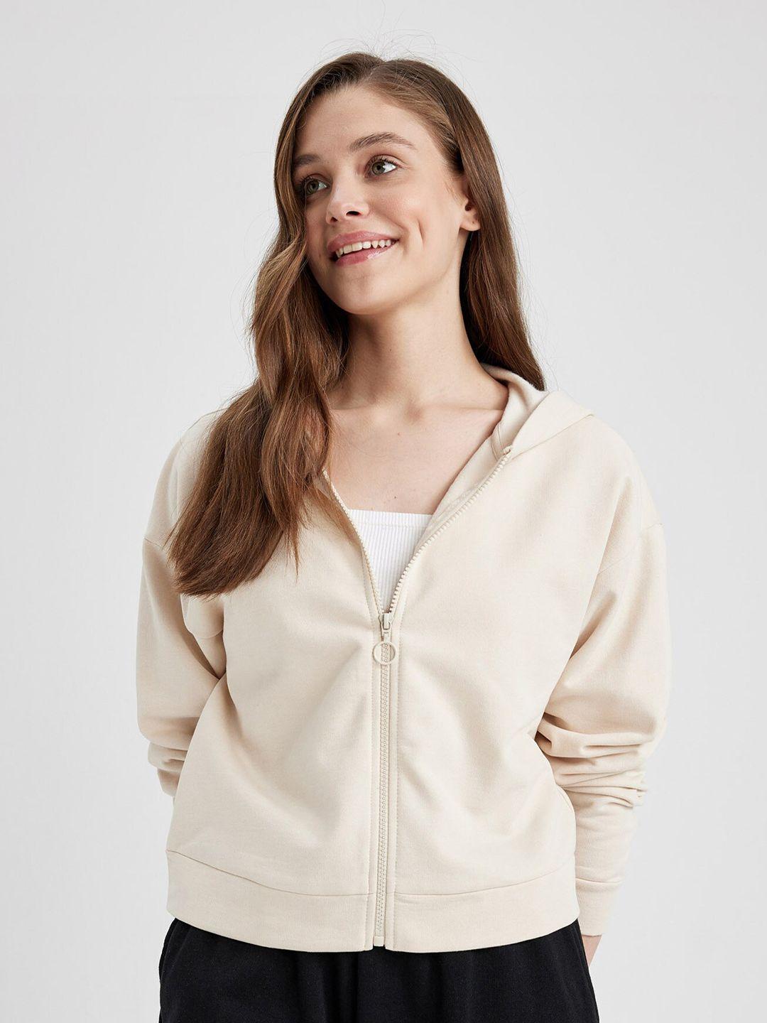 defacto open-front full sleeve hooded sweatshirt