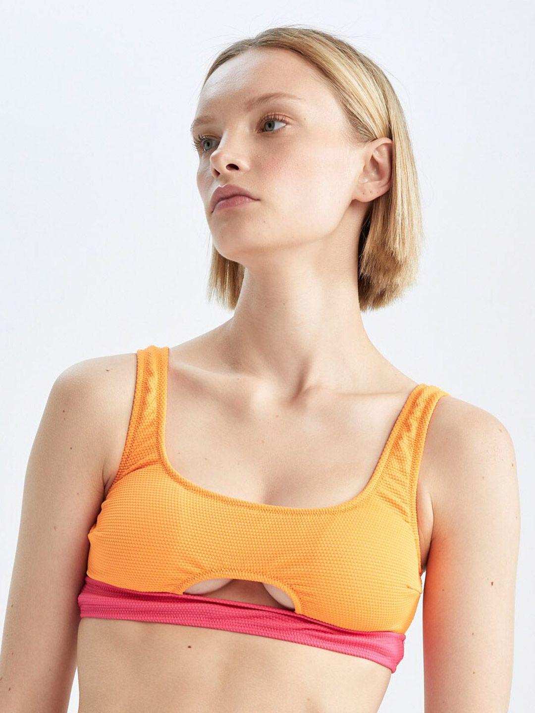 defacto orange & pink colourblocked bra lightly padded