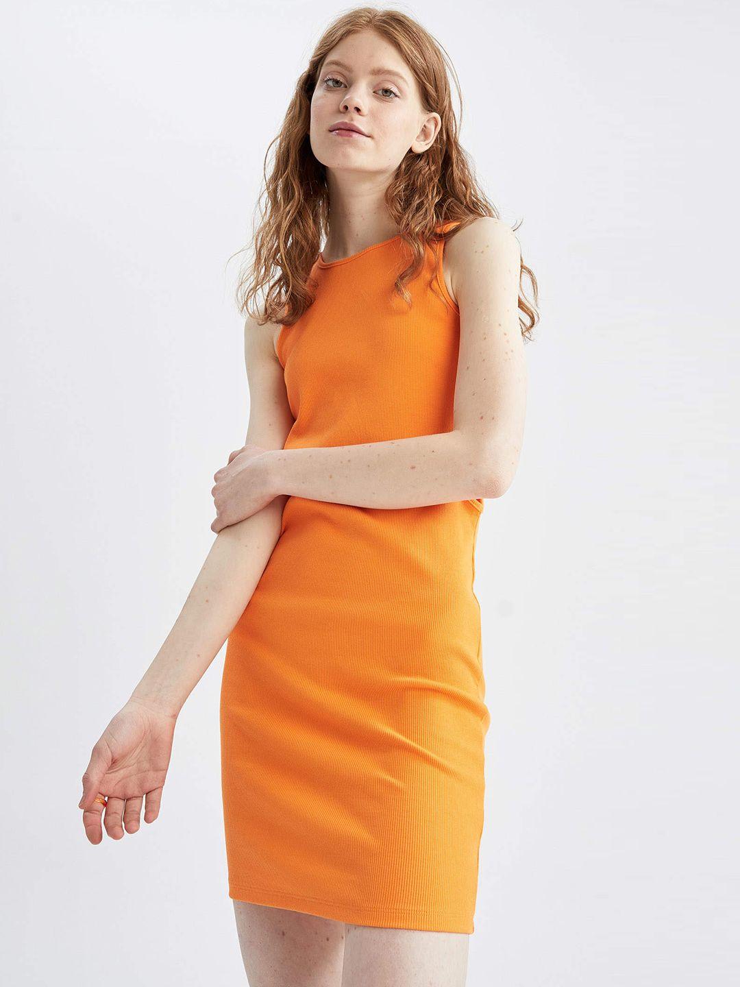 defacto orange cut-out detail bodycon dress