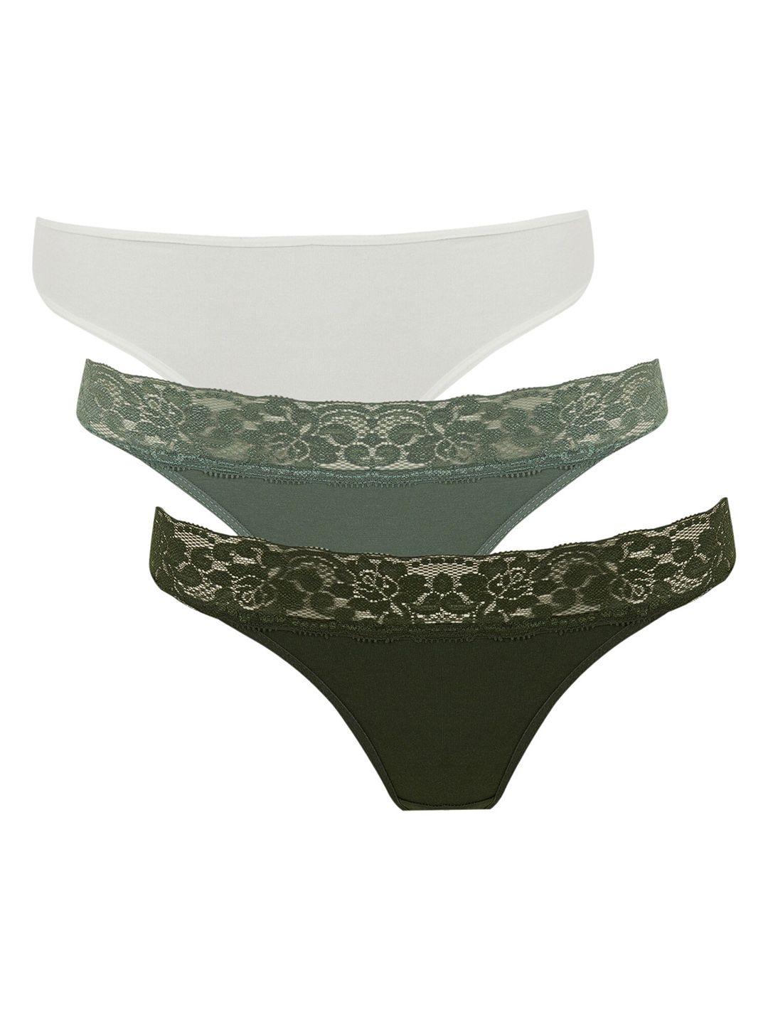 defacto pack of 3 lace detail mid-rise basic briefs