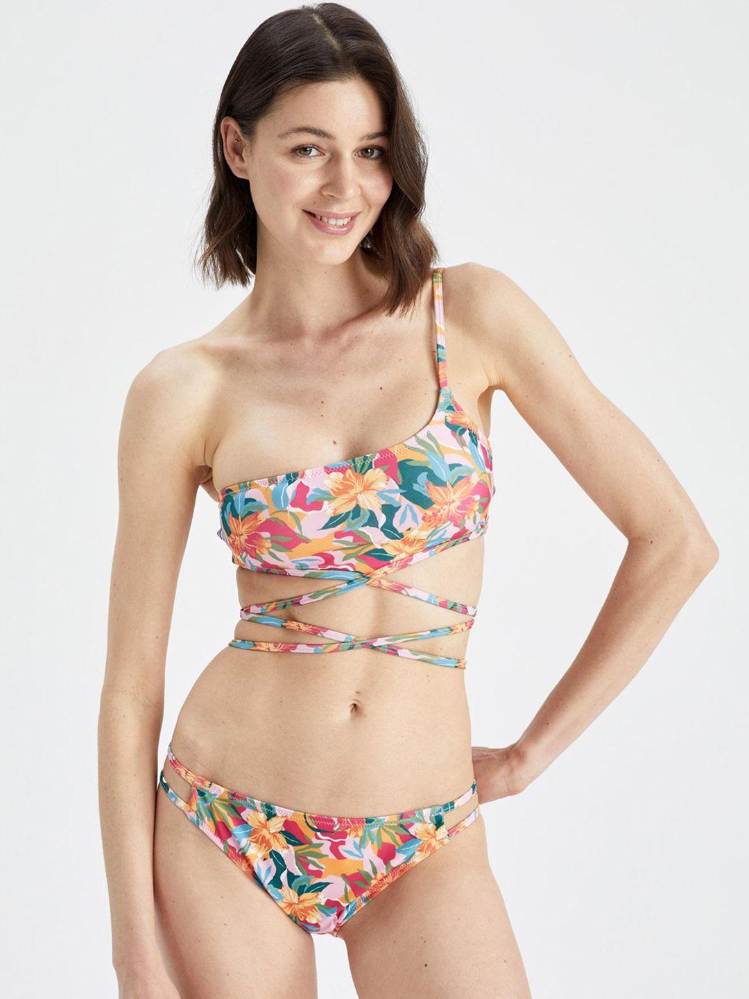 defacto printed cut-out bikini set