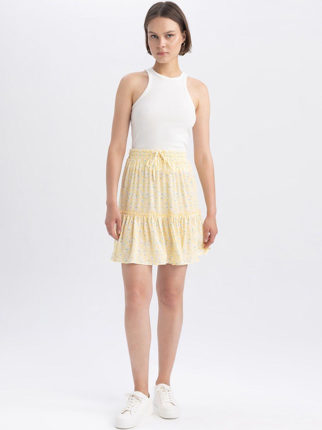 defacto printed flared tiered skirts