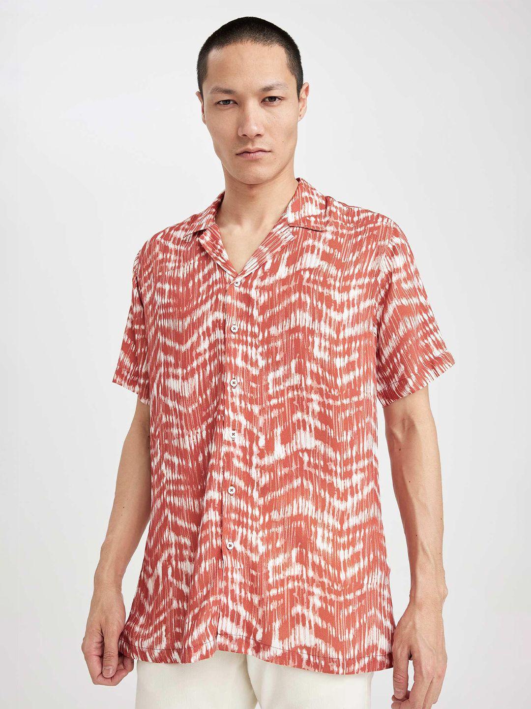 defacto printed opaque spread collar casual shirt