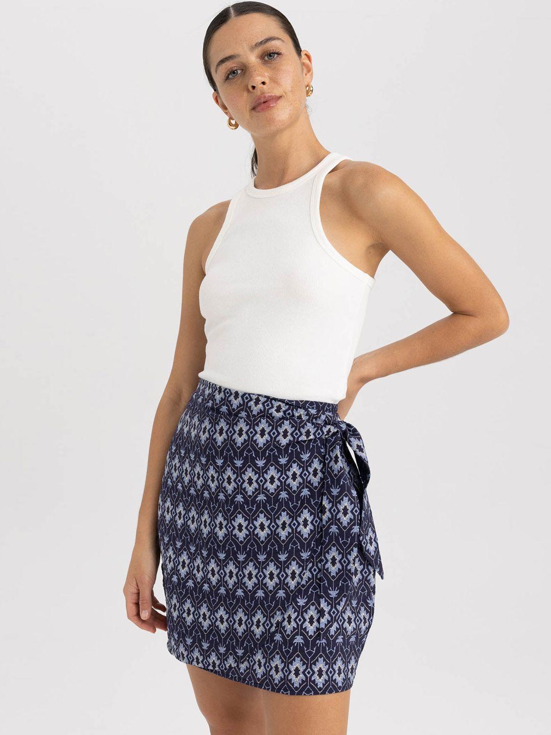 defacto printed pencil mini skirt