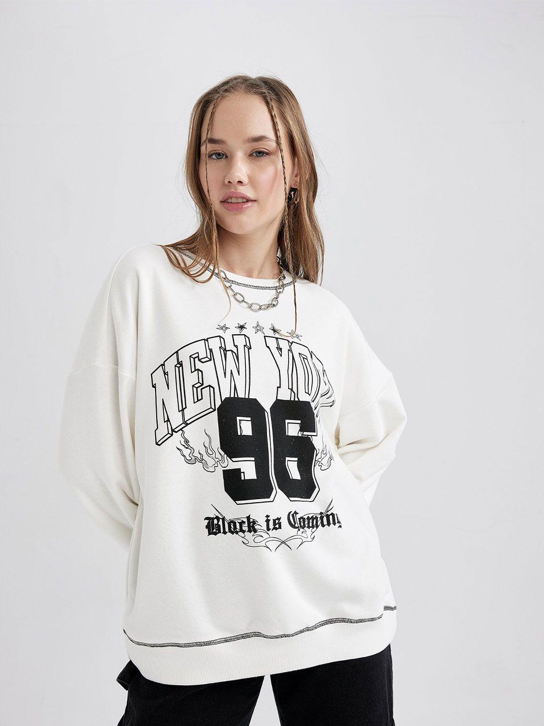 defacto printed pullover sweatshirt