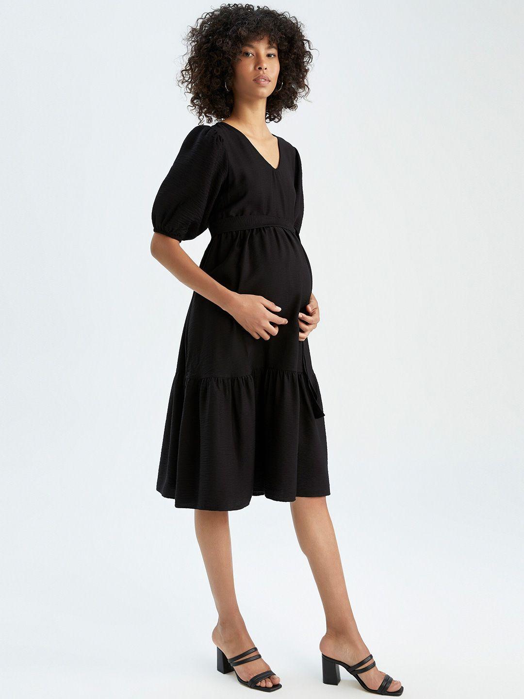 defacto puff sleeve fit & flare maternity dress