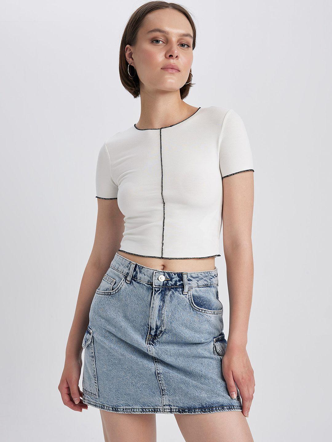 defacto pure cotton straight denim skirts