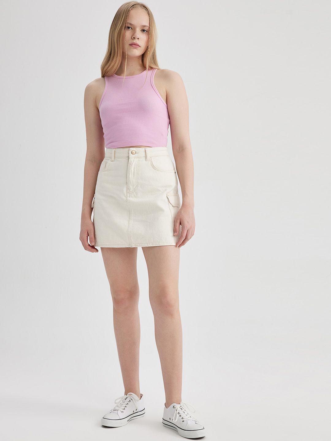 defacto pure cotton straight mini skirt