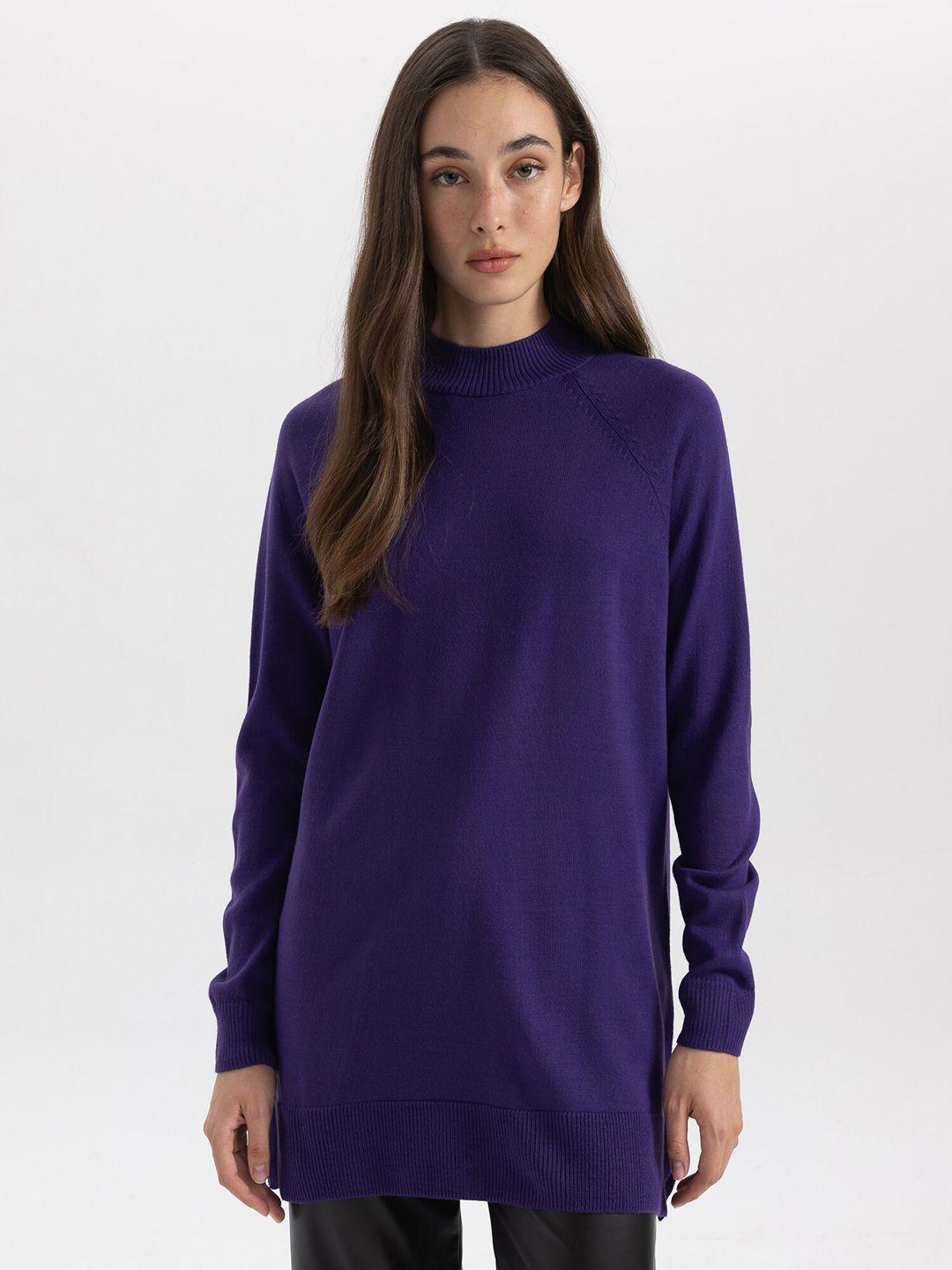 defacto raglan sleeves longline acrylic pullover sweater
