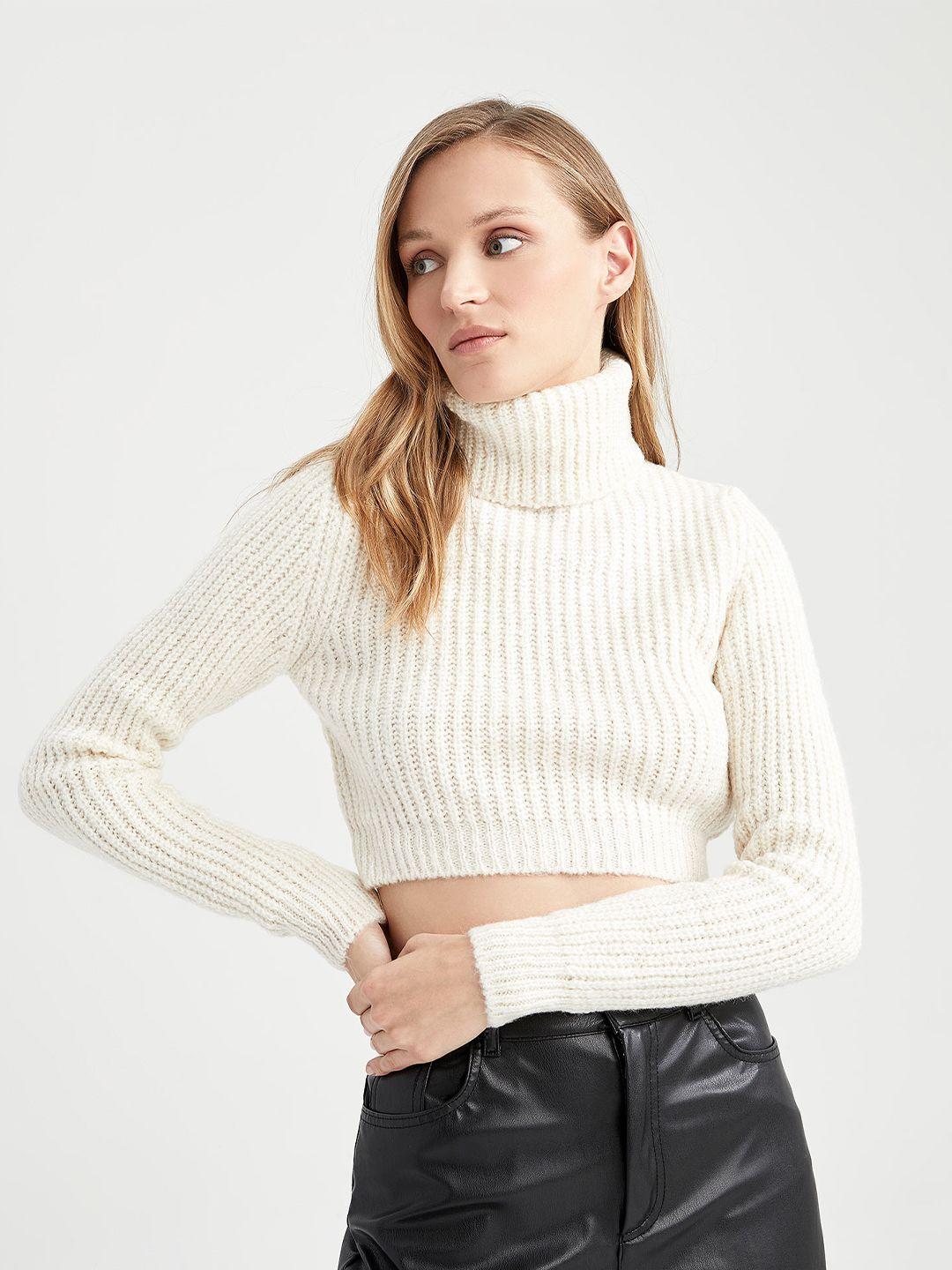 defacto ribbed turtle neck crop pullover sweater