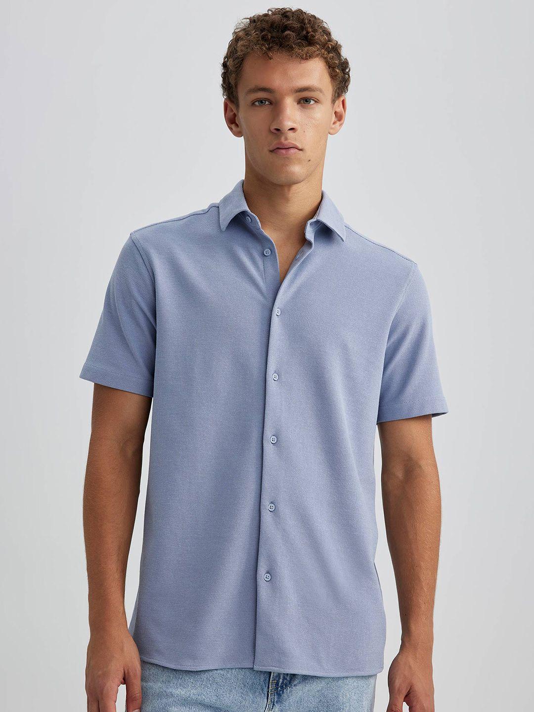 defacto self design spread collar casual shirt