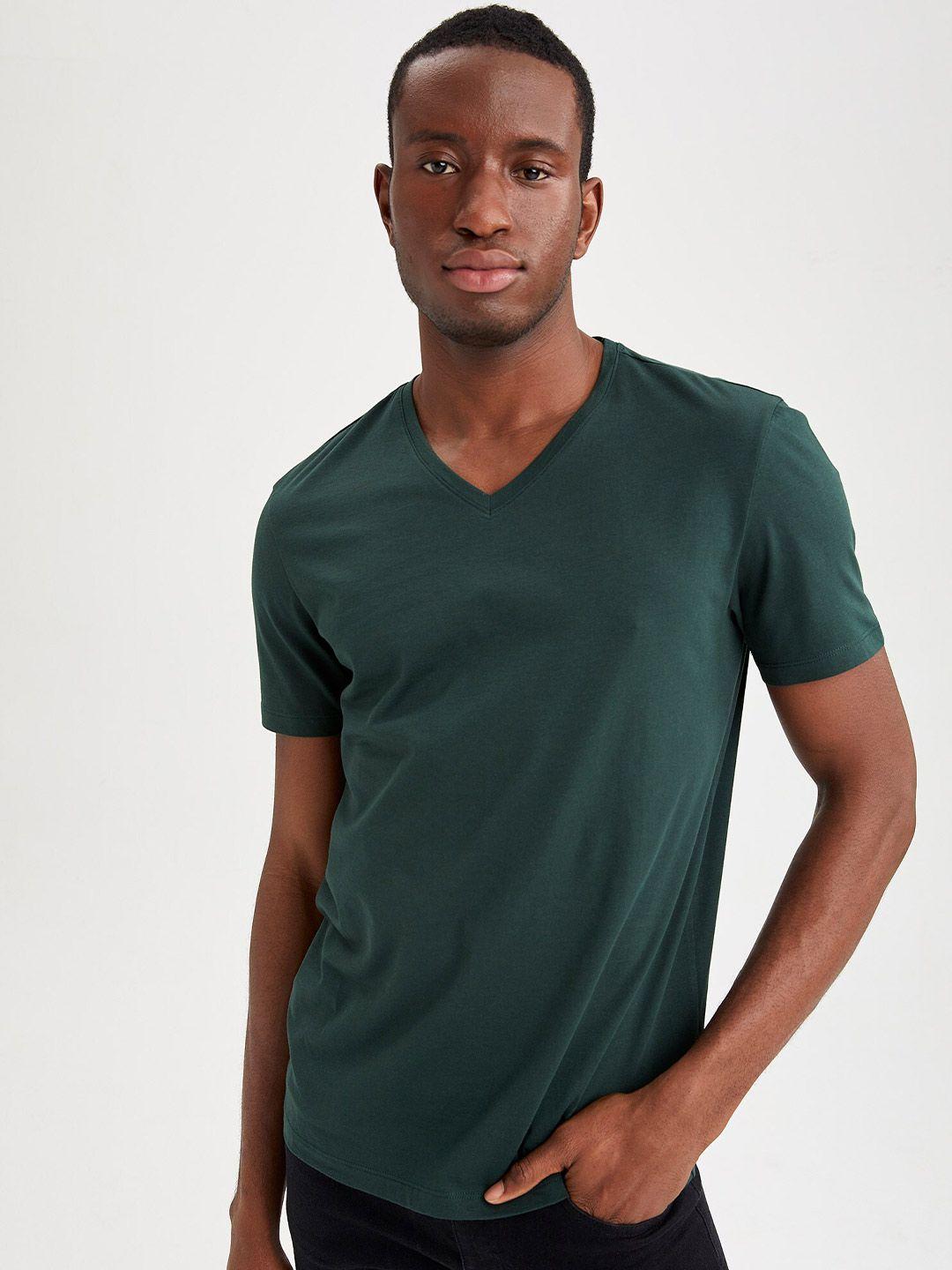 defacto short sleeve v-neck pure cotton t-shirt