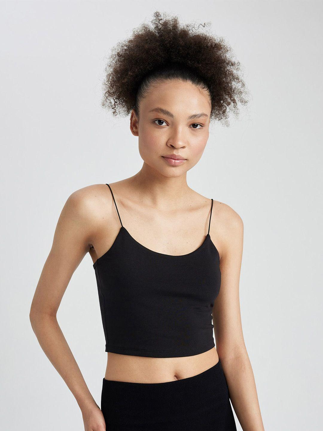 defacto shoulder straps cotton fitted crop top