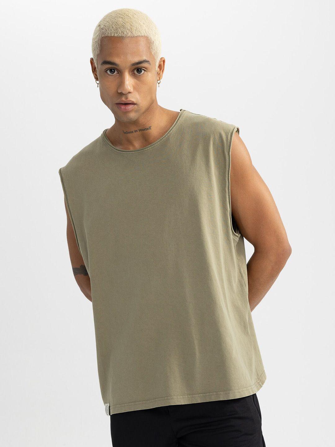 defacto sleeveless oversized pure cotton t-shirt