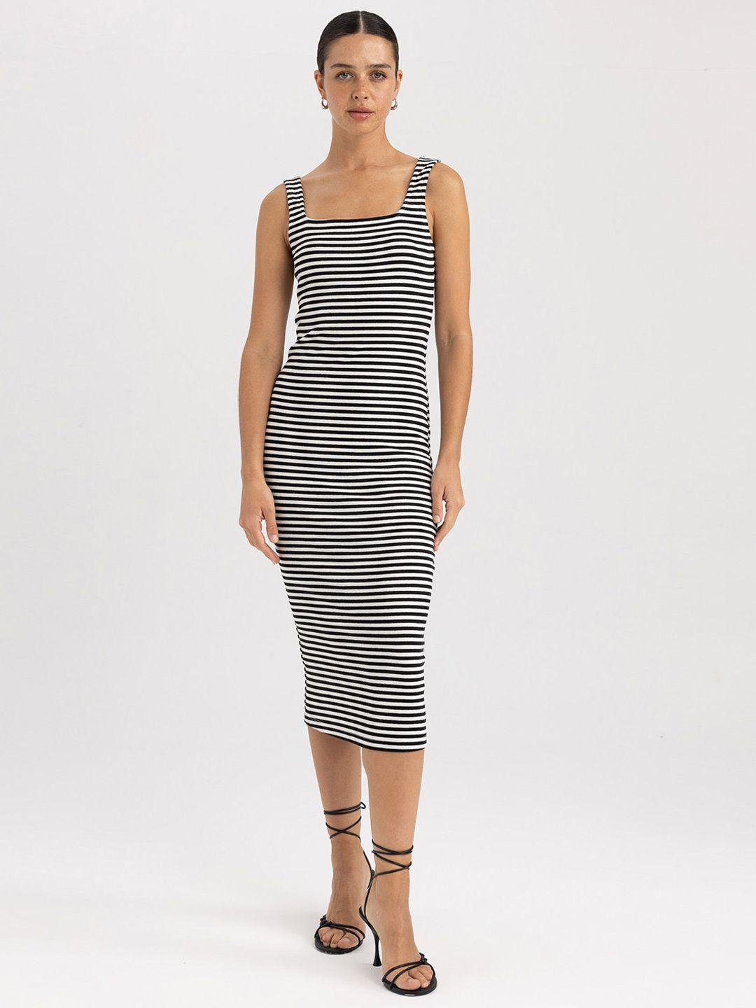 defacto sleeveless striped sheath midi dress