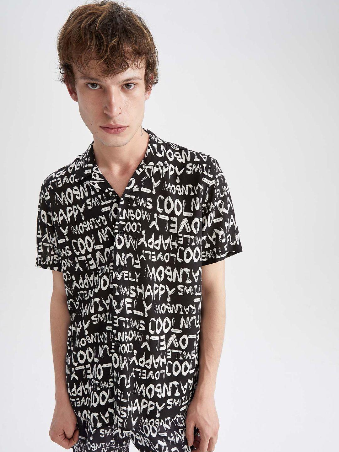 defacto spread collar printed casual shirt