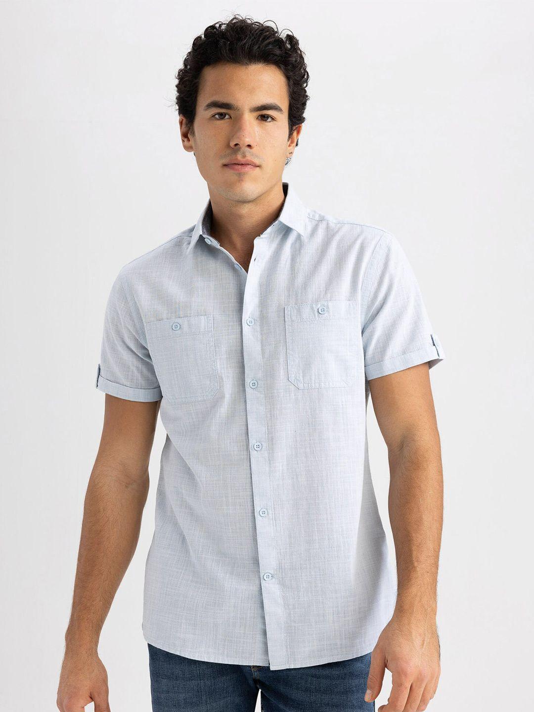 defacto spread collar pure cotton opaque casual shirt