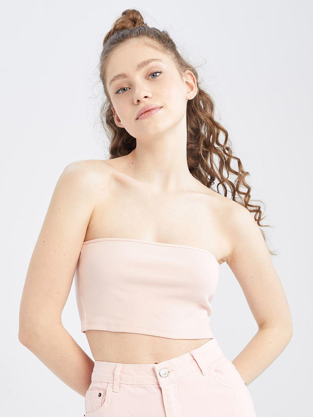 defacto strapless tube crop cotton top