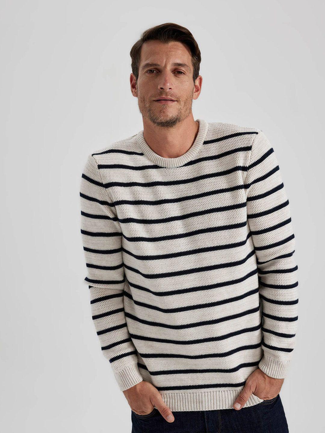 defacto striped acrylic pullover sweater