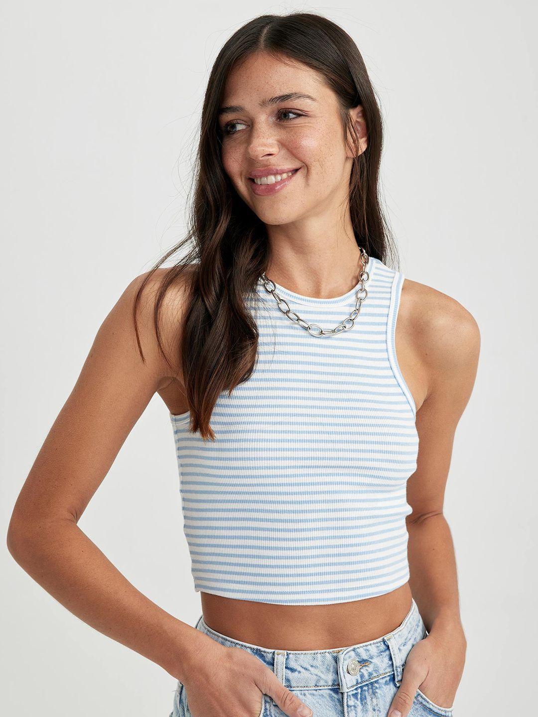 defacto striped fitted crop top