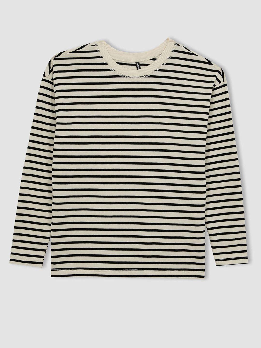 defacto striped long sleeves pure cotton t-shirt