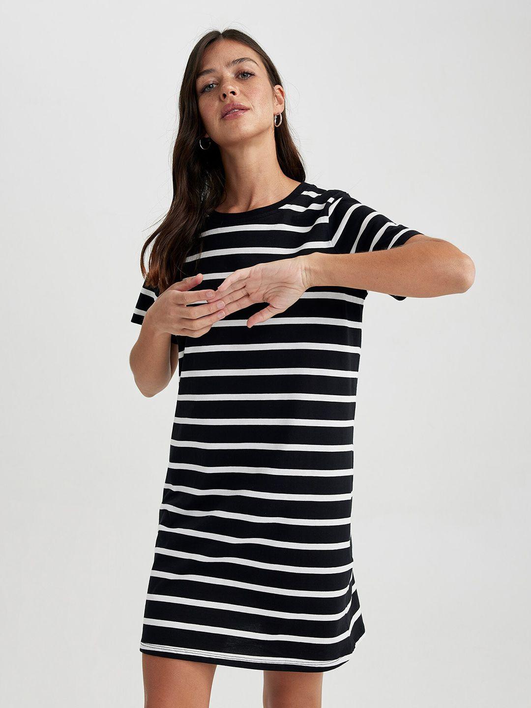 defacto striped pure cotton t-shirt mini dress