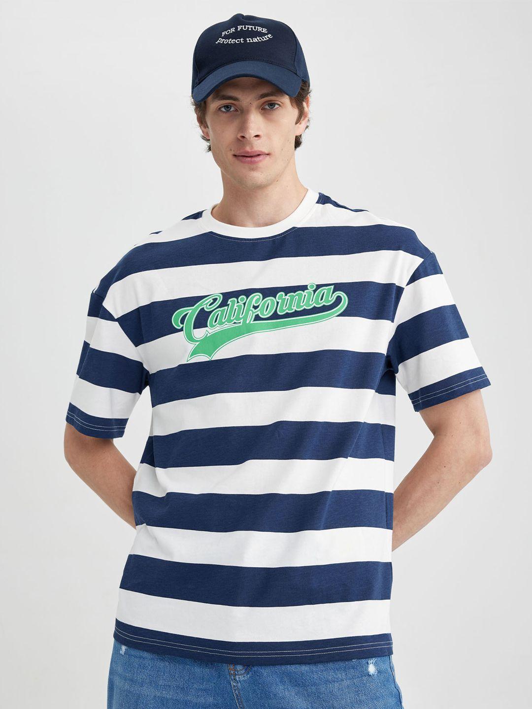defacto striped round neck pure cotton t-shirt