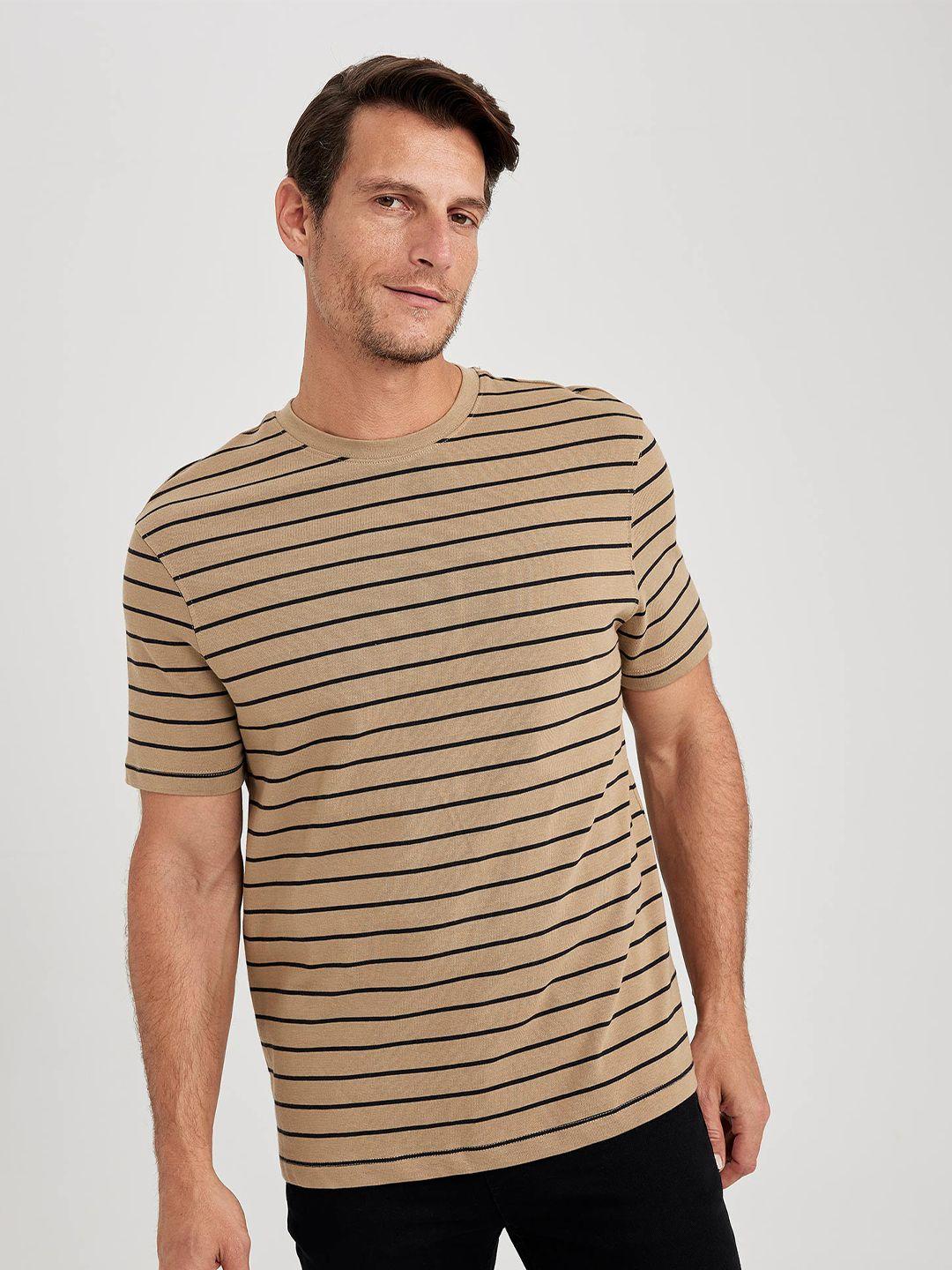 defacto striped round neck pure cotton t-shirt