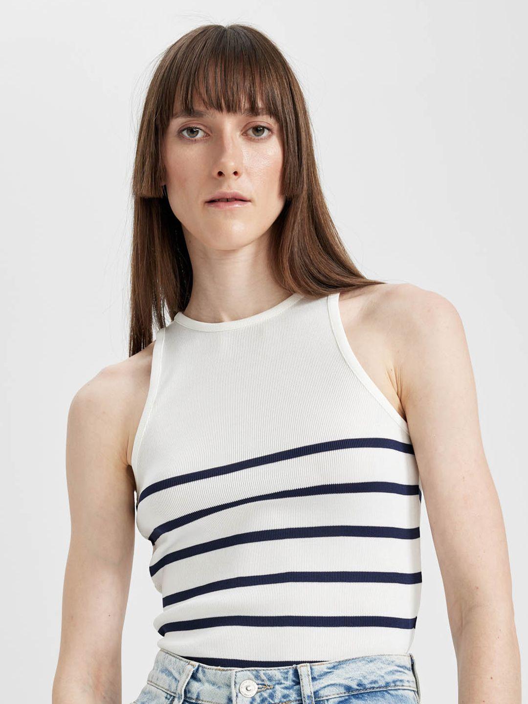 defacto striped round neck sleeveless top