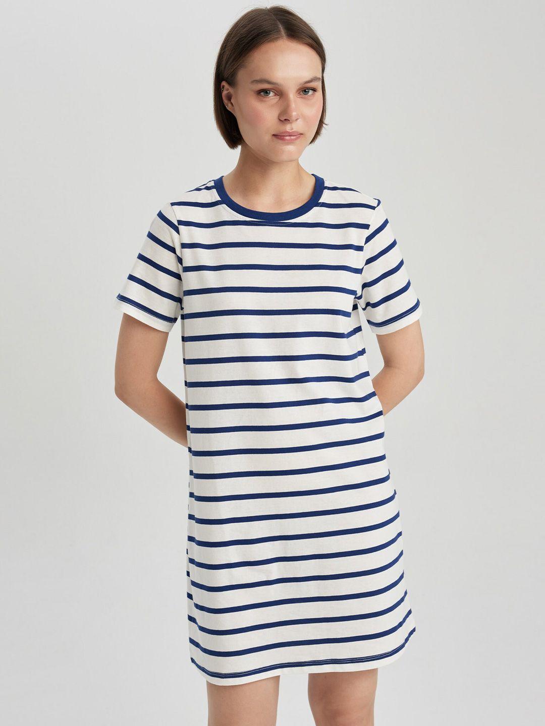 defacto striped round neck t-shirt pure cotton dress