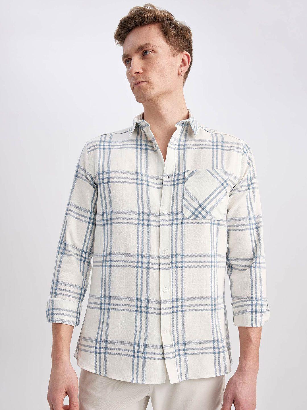 defacto tartan checked casual cotton shirt