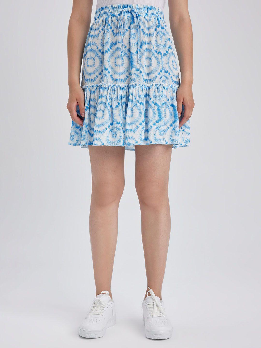 defacto tie & dye printed mini tiered skirt