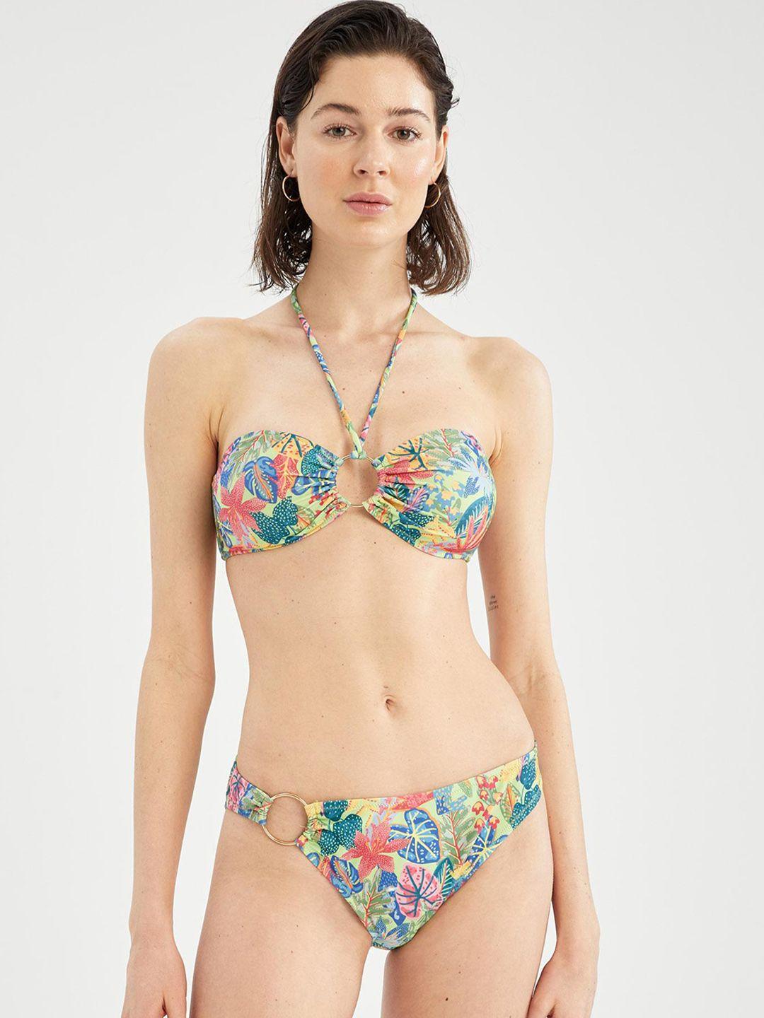 defacto tropical printed halter neck swim bikini set