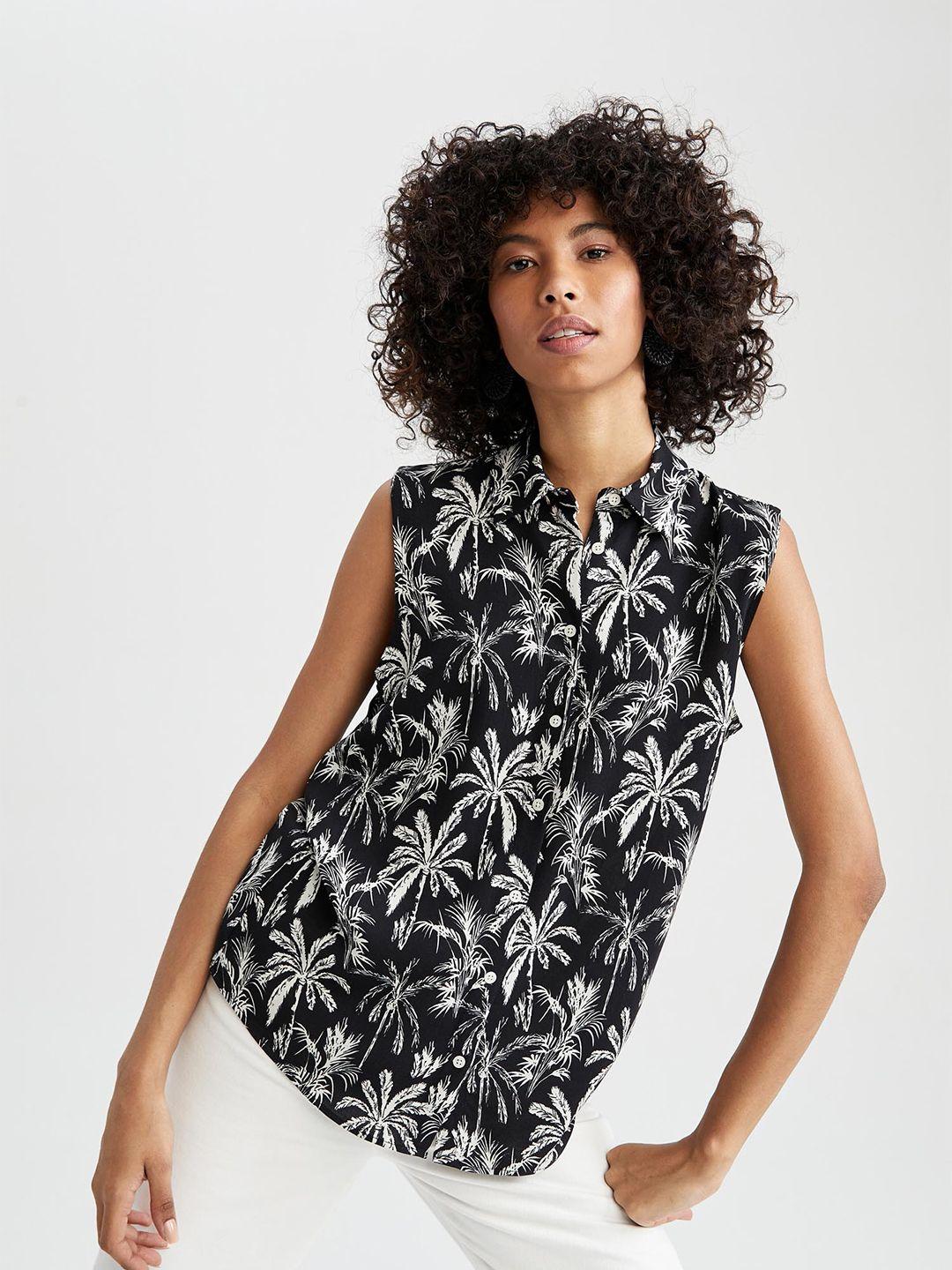 defacto tropical printed sleeveless casual shirt