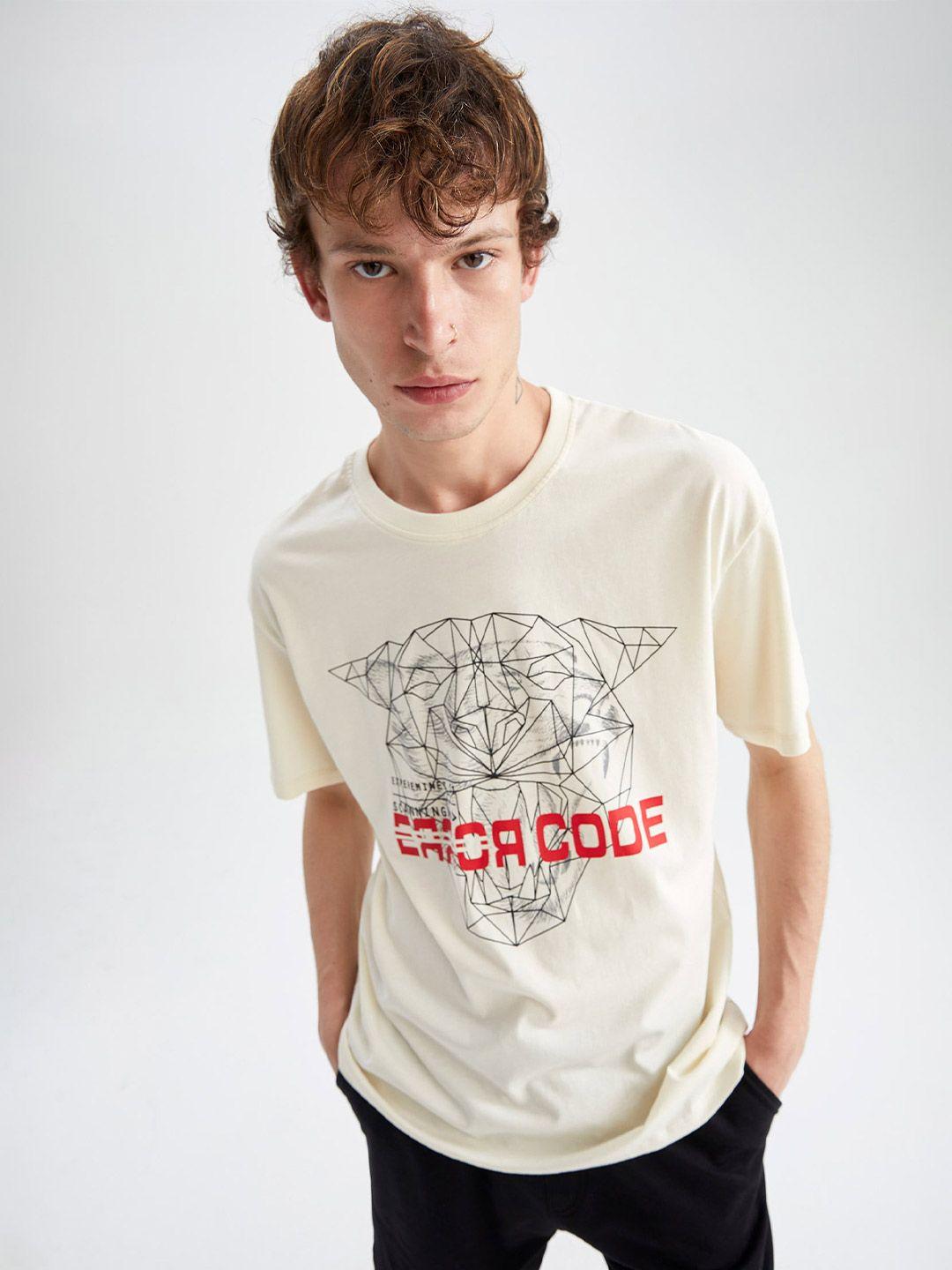 defacto typography printed cotton t-shirt