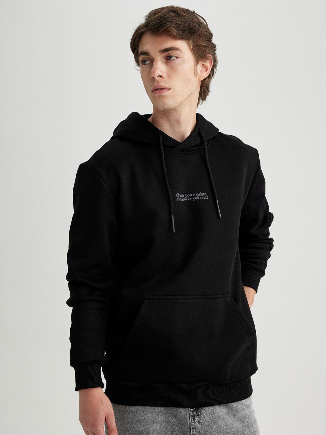 defacto typography printed hooded pullover sweatshirt