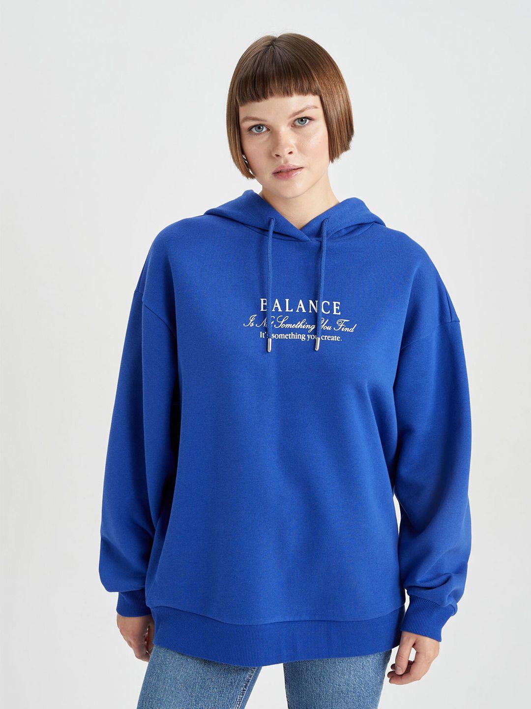 defacto typography printed hooded sweatshirt