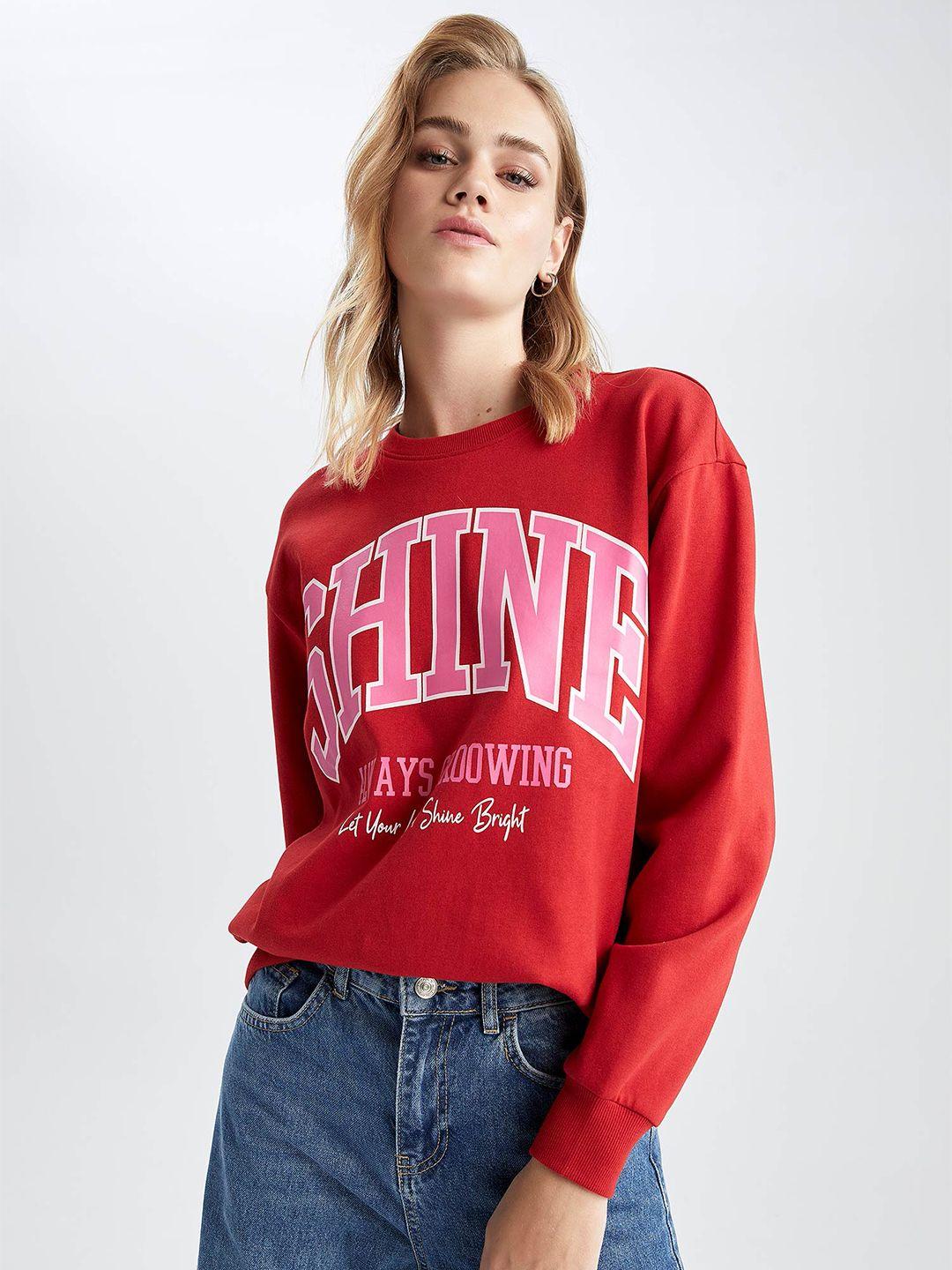 defacto typography printed pullover sweatshirt