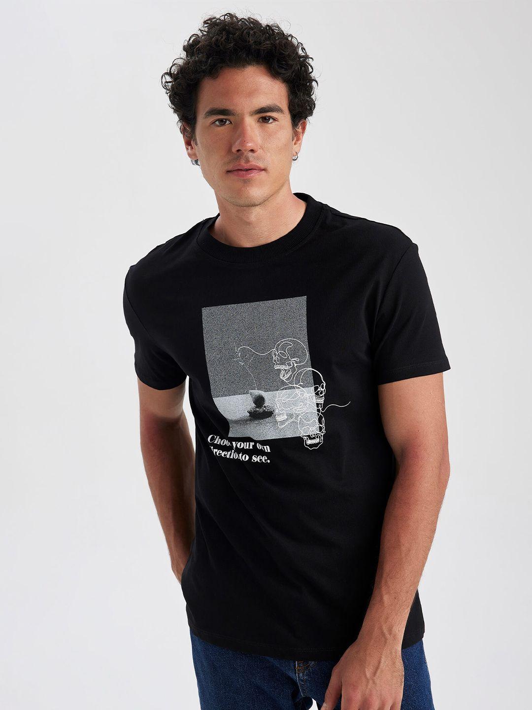 defacto typography printed pure cotton t-shirt
