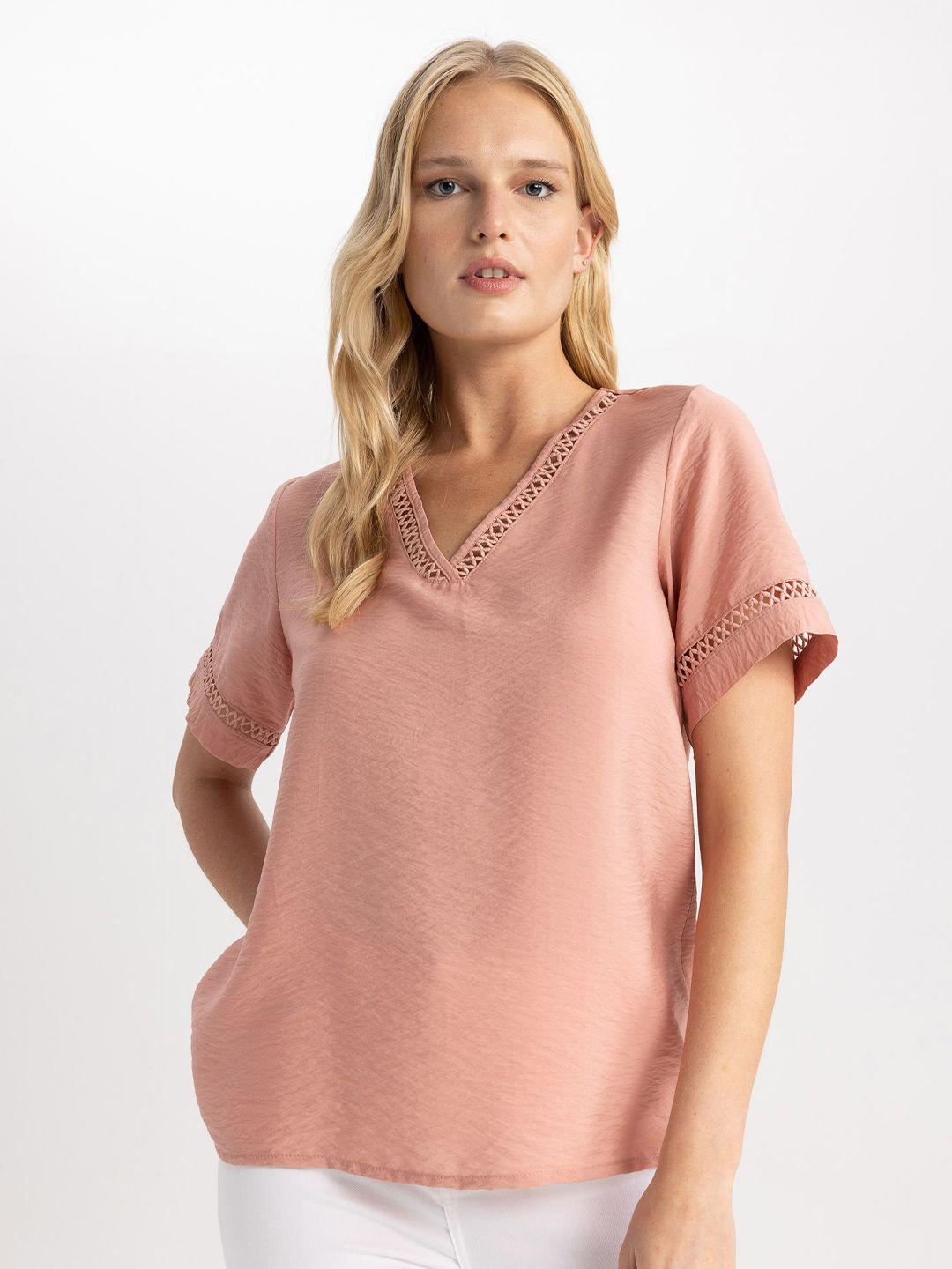 defacto v-neck short sleeves top