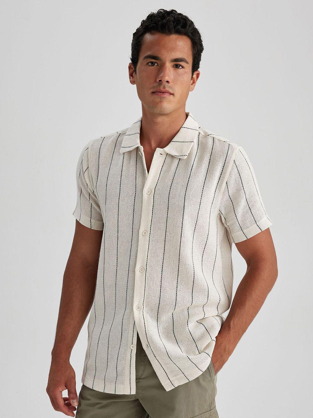 defacto vertical striped spread collar casual shirt